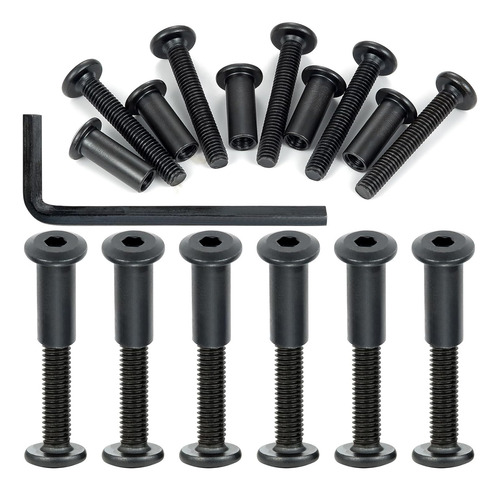 100 Sets Tornillo De Unión De Tuerca Y Perno Negro M6x...