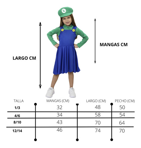 Imagen 2 de 10 de Disfraz Luigi Niña