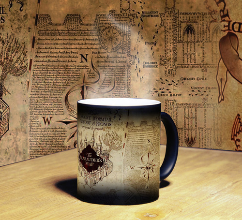 Taza Harry Potter Mapa Merodeador Mágica Personalizada Negro Mapa Del Merodeador