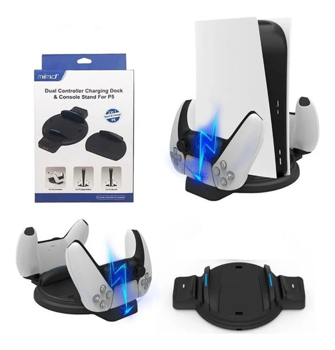 Imagen 1 de 2 de Base De Carga Doble Para Joystick Ps5 + Soporte Consola Usb