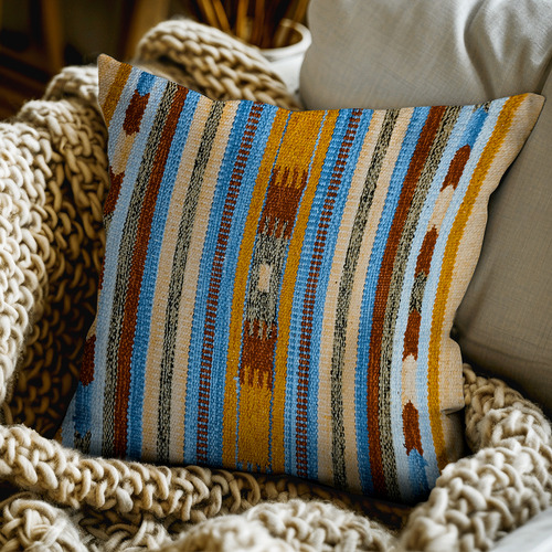 2 Capa De Almofada Kilim 100% Algodão 45x45 M08 Cor D8kil Azul Bege Verde Amarelo Laranja Vermelho Cru