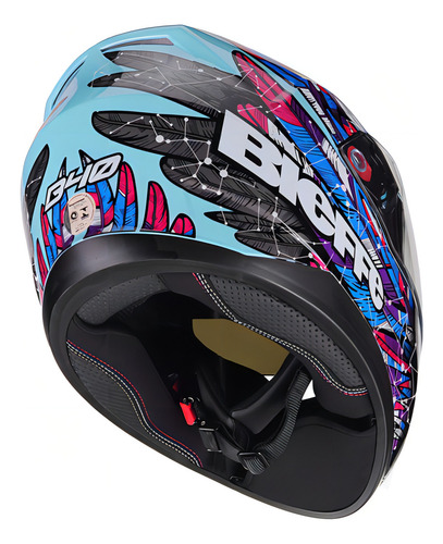 Capacete Moto Bieffe B40 Astro Verde Água Com Óculos Interno Tamanho 60 Cor Astro Verde Agua