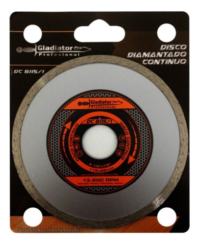 Disco Diamantado Continuo 115 Mm Gladiador Pro Ferreplus