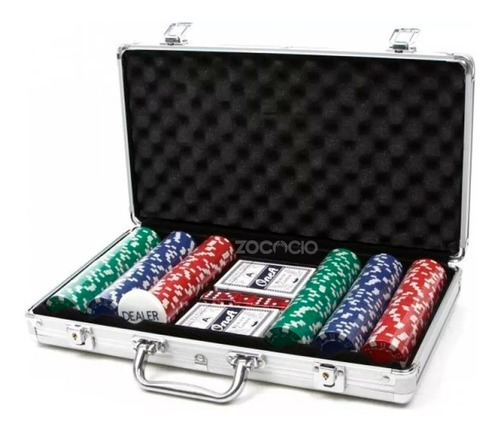 Set Poker 300 Piezas Maleta Metálica Juego De Azar Dados