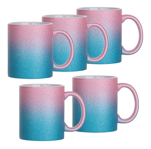 Jarros Tazas Glitter Degrade Sublimable Pack X 5 Disershop