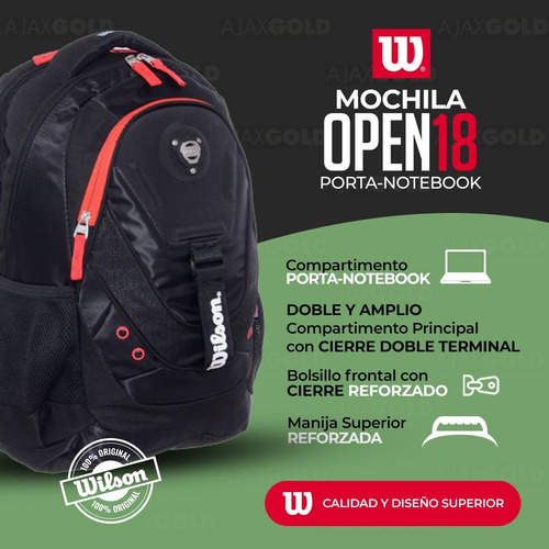 Imagen 2 de 9 de Mochila Wilson Original Reforzada Deportes Gym Urbana Color