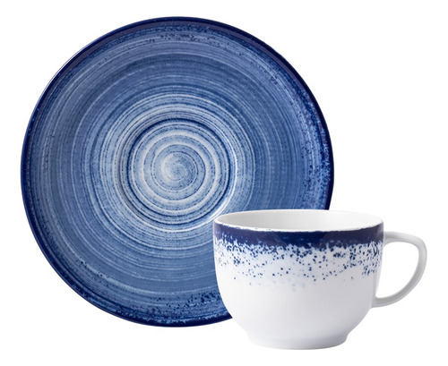 Taza De Té Con Plato Porcelana Schmidt Esfera Color Color Azul