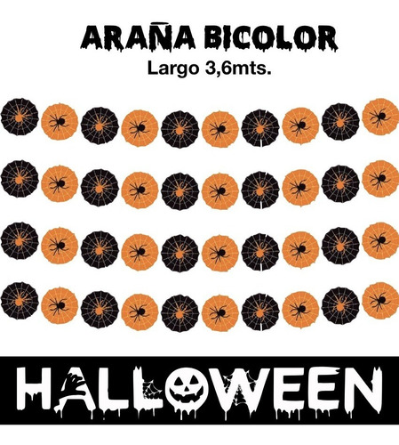 Guirnalda Arañas Naranja Y Negro Decoracion Halloween