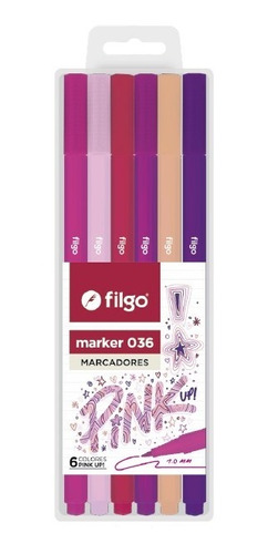Marcador Filgo Marker 036 Fino 1mm X 6 Pink Up !