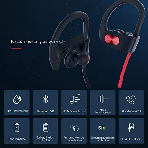 Fones De Ouvido Bluetooth V5.0, Fones De Ouvido Em Execução