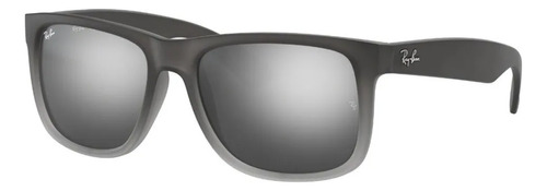Óculos de sol Ray-Ban Justin Classic Rb4165l Standard armação de náilon cor matte grey, lente silver de policarbonato espelhada, haste matte grey de náilon - RB4165