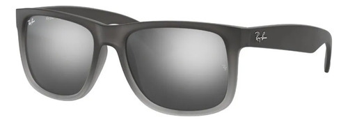 Anteojos de sol Ray-Ban Justin Classic Small con marco de nailon color matte grey, lente silver de policarbonato espejada, varilla matte grey de nailon - RB4165