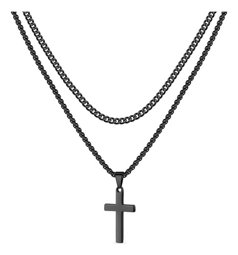 Sjx Collar Cadenas Dijes De Cruz Hombre Acero Inoxidable