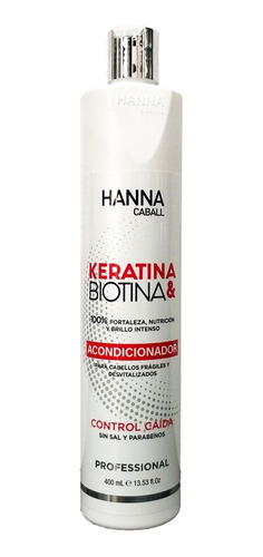Imagen 1 de 2 de Shampoo Hanna Caball Keratina Biotina Sin Sal 400 Ml