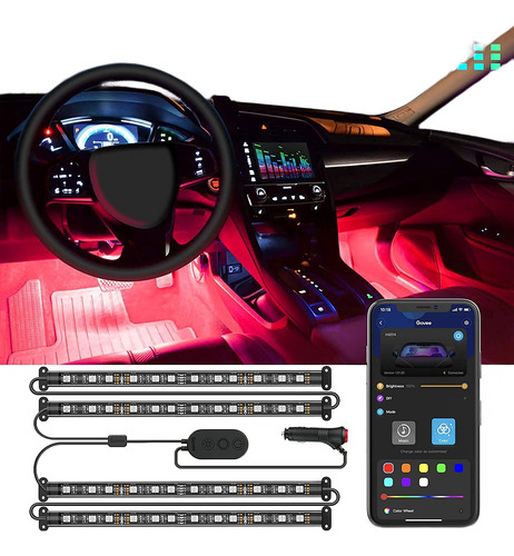 Tira De Luces Led Para Interior De Coche, X4 Multicolor