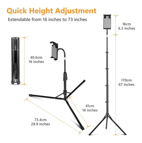 Aureday Soporte Para iPad 67 Altura Tripode Ajustable