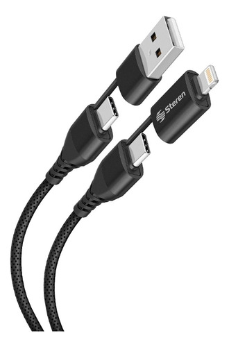 Cable 4 En 1 Steren Usb C A Usb Y Usb C A Lightning