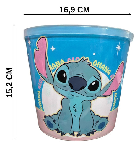 Kit Cinema Lilo&stitch Balde De Pipoca 2,1l E Copo Com Pin