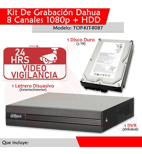 Imagen 4 de 7 de Kit Dahua Xvr4108cnx1kit Pentahíbrido 8ch 1080p + Hdd 3tb