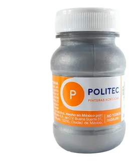 Pintura Politec Acrilica Metalica Serie 700 100ml, 1 Pieza Color Plateado