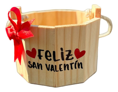 Cubeta De Madera Para Regalo San Valentin 15x13cm