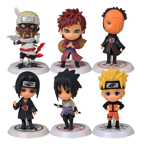 Kit 6 Personagens Miniatura Action Figure Naruto Sasuke 7cm