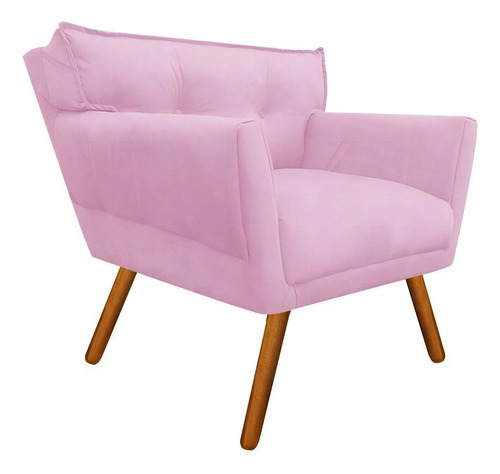 Poltrona Decorativa Anitta Suede Rosa Bebê - D'rossi