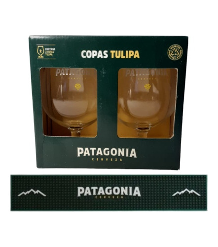 Caja Regalo Con 2 Copas Cerveza Patagonia + Esterilla Barmat