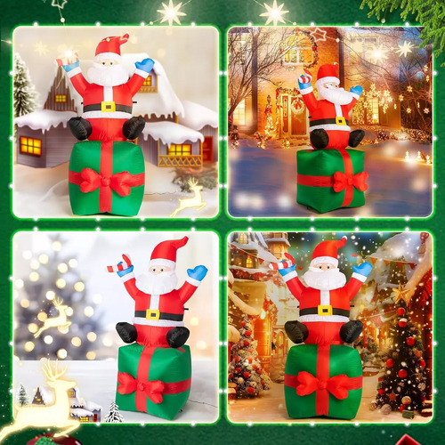 1.8m Inflable Navidad Navideño Papá Noel Con Regalos Luz Led