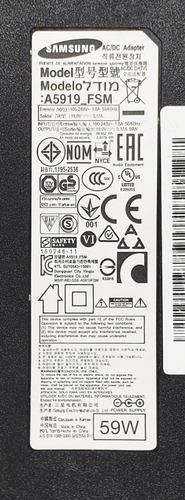 Imagen 3 de 5 de Eliminador De Corriente Samsung 19v 3.17a Para Pantalla
