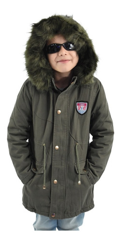 Imagen 2 de 8 de Campera Parka Nene Abrigada Capucha Invierno Con Piel 1281