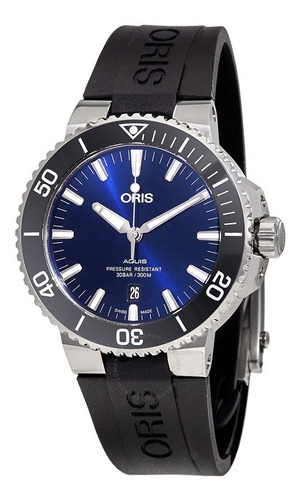 Relógio Oris Aquis 017337730413507 Automatico 43,5 Mm Azul Cor Da Correia Preto Cor Do Bisel Preto