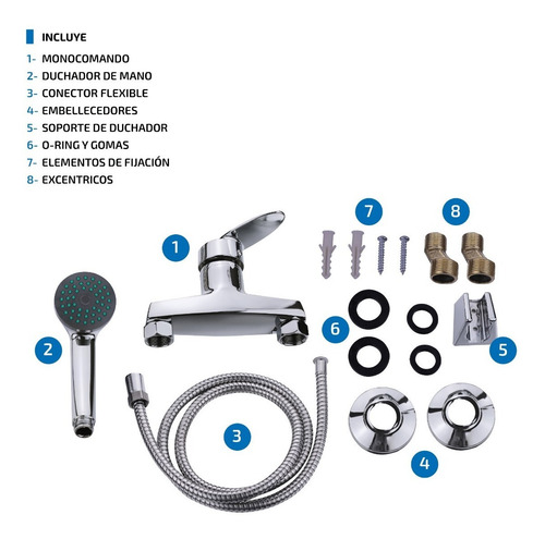Imagen 4 de 6 de Ducha Canilla Monocomando Baño Metal Duchador Transferencia
