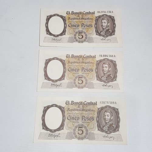 Antiguos Billetes Argentina 5 Pesos 1960 Sin Circ Mag 61261