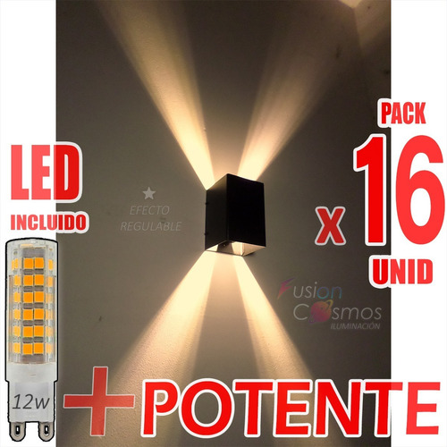 Mini Aplique Pared Efecto Regulable Led 12w Potente Pack X16