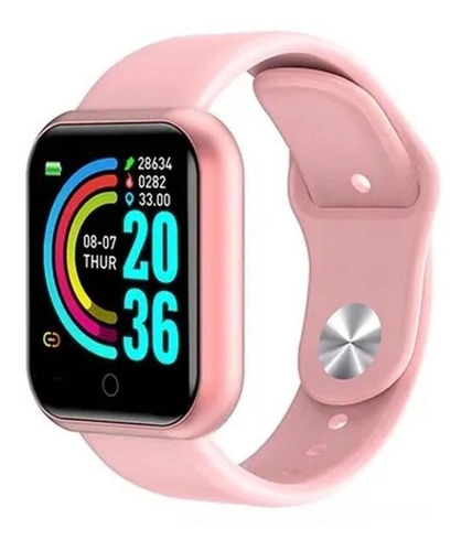 Relógio Smart Digital D20 Masculino Feminino + Fone Sem Fi Cor da caixa Rosa Cor da pulseira Preto Cor do bisel Preto