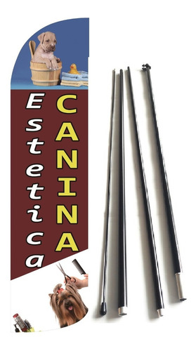 Estetica Canina Bandera Publicitaria Estructura Combo 3.5 M 