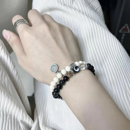 Pulsera Retro Con Cuentas De Doble Capa, Elegante Estilo Tai