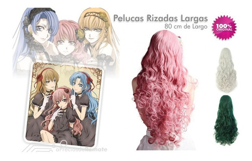 ¡ Peluca Ondulada 80cm Verde Pino Kanekalon Cosplay New !!