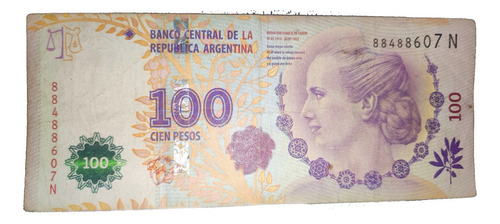 Billete De 100 Pesos Argentinos Bien Conservado De Colección