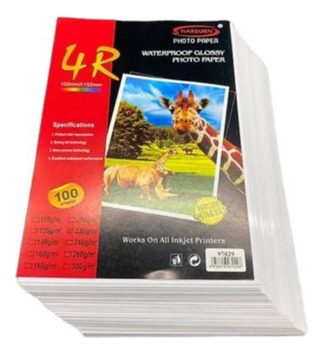 Papel Fotografico 4r 230gr. X 100 Hojas
