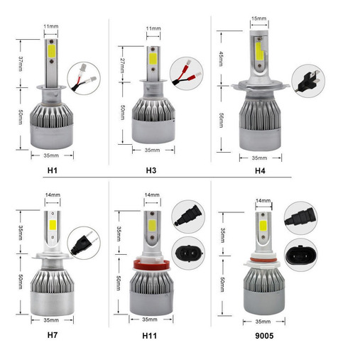 Imagen 2 de 2 de Ampolleta Led Headlight H1 H3 H4 H7 H11 H13 9005 9006 C6/360