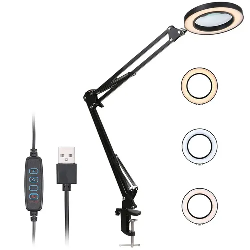 Lampara Led Lupa Luz Brazo Articulado Multiuso Escritorio Raitot