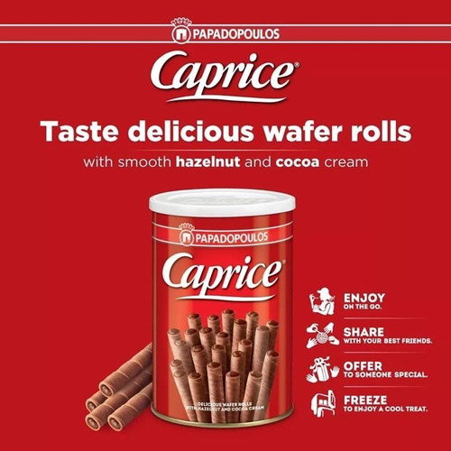 Cubanitos De Chocolate Caprice Lata 115g Papadopoulos Grecia