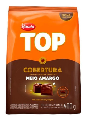 Imagem 1 de 1 de Chocolate Top Harald Gotas Meio Amargo Cobertura Frac 400g