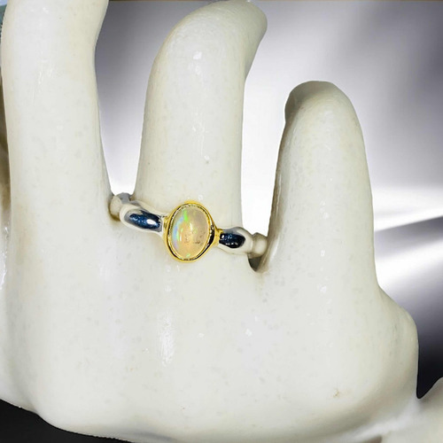 Unico Anillo Plata 925 Opalo De Fuego Etiope Arcoíris 2,6 Ct