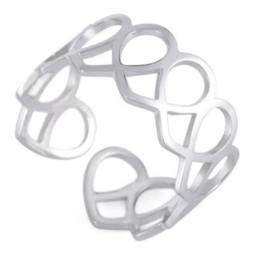 Imagen 8 de 10 de Anillo Ajustable Mujer Corazón Huella Luna Flor Acero Plata