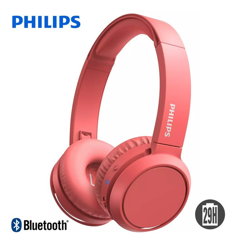 Audífonos Philips Tah4205 Bluetooth C/micro 29 Hrs Rojo