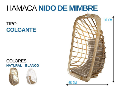 Imagen 4 de 8 de Hamaca Colgante De Mimbre Tipo Nido Con Envío Gratis