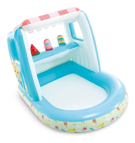 Piscina Inflável Infantil Cobertura Ice Cream 60l #48672 Cor Azul